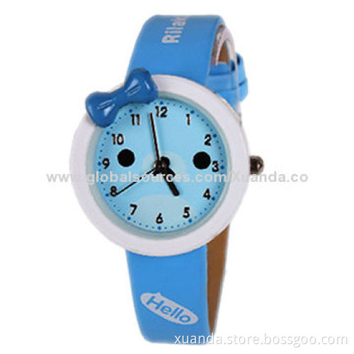 Fashion watch, plastic case and PU leather watch design for kids